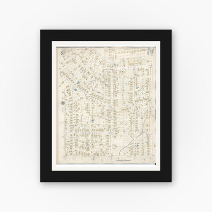 Old map wall art mockup — black gallery frame with white mat — Sanborn Fire Insurance Map from Wilmington, Clinton County, Ohio (1949), Sheet #0003