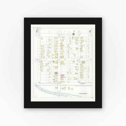 Old map wall art mockup — black gallery frame with white mat — Sanborn Fire Insurance Map from Jacksonville, Athens County, Ohio (1948), Sheet #0002