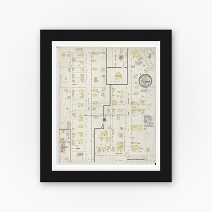 Old map wall art mockup — black gallery frame with white mat — Sanborn Fire Insurance Map from Sterling, Wayne County, Ohio (1911), Sheet #0001
