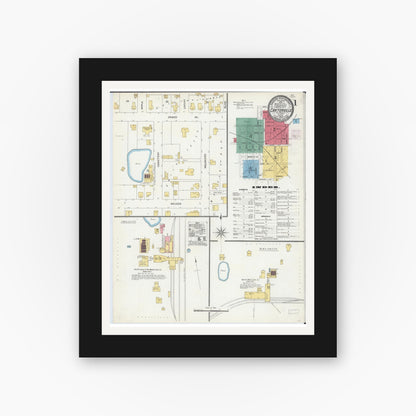 Old map wall art mockup — black gallery frame with white mat — Sanborn Fire Insurance Map from Carterville, Williamson County, Illinois (1906) - Complete Map Set