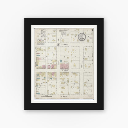 Old map wall art mockup — black gallery frame with white mat — Sanborn Fire Insurance Map from Arcola, Douglas County, Illinois (1887) - Complete Map Set
