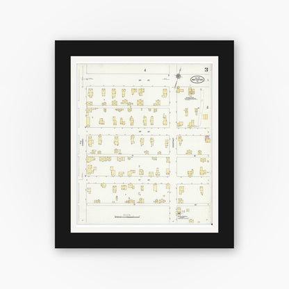 Old map wall art mockup — black gallery frame with white mat — Sanborn Fire Insurance Map from Waterford, Erie County, Pennsylvania (1911), Sheet #0003