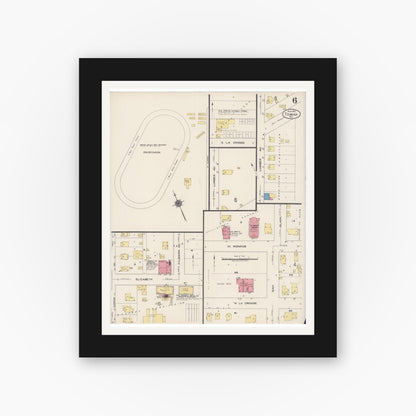 Old map wall art mockup — black gallery frame with white mat — Sanborn Fire Insurance Map from Tomah, Monroe County, Wisconsin (1922), Sheet #0006