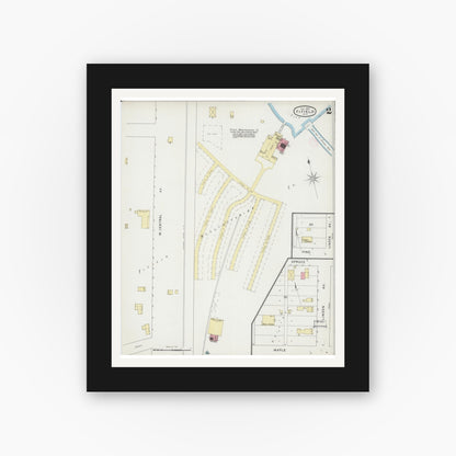 Old map wall art mockup — black gallery frame with white mat — Sanborn Fire Insurance Map from Fifield, Price County, Wisconsin (1894) - Complete Map Set