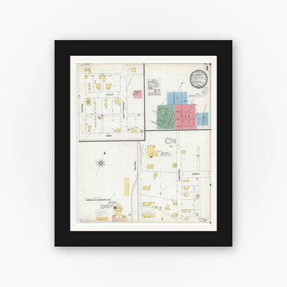 Old map wall art mockup — black gallery frame with white mat — Sanborn Fire Insurance Map from Crothersville, Jackson County, Indiana (1901) - Complete Map Set