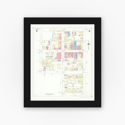 Old map wall art mockup — black gallery frame with white mat — Sanborn Fire Insurance Map from Harrison, Hamilton County, Ohio (1938), Sheet #0002