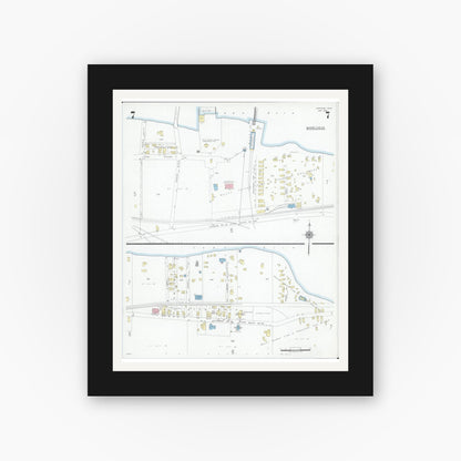 Old map wall art mockup — black gallery frame with white mat — Sanborn Fire Insurance Map from Lakeside, Ottawa County, Ohio (1946), Sheet #0007