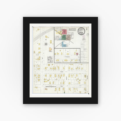 Old map wall art mockup — black gallery frame with white mat — Sanborn Fire Insurance Map from Durand, Shiawassee County, Michigan (1901) - Complete Map Set