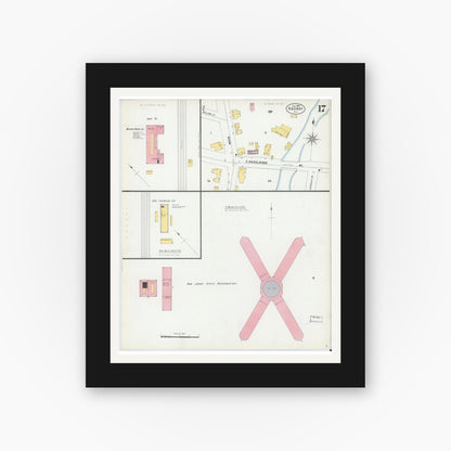 Old map wall art mockup — black gallery frame with white mat — Sanborn Fire Insurance Map from Rahway, Union County, New Jersey (1901), Sheet #0017