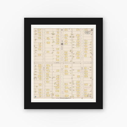 Old map wall art mockup — black gallery frame with white mat — Sanborn Fire Insurance Map from Glendale, Los Angeles County, California (1919), Sheet #0006