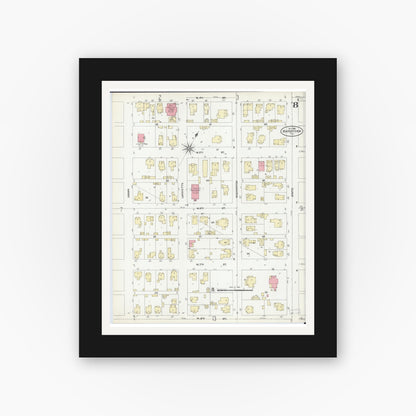 Old map wall art mockup — black gallery frame with white mat — Sanborn Fire Insurance Map from Beardstown, Cass County, Illinois (1906), Sheet #0008