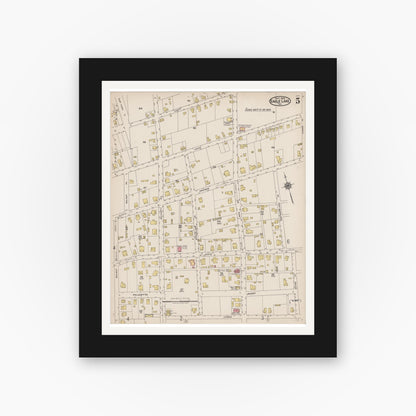 Old map wall art mockup — black gallery frame with white mat — Sanborn Fire Insurance Map from Eagle Lake, Colorado County, Texas (1922), Sheet #0005