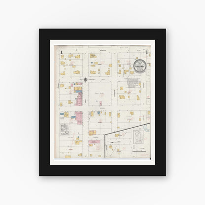 Old map wall art mockup — black gallery frame with white mat — Sanborn Fire Insurance Map from Pinckney, Livingston County, Michigan (1930) - Complete Map Set