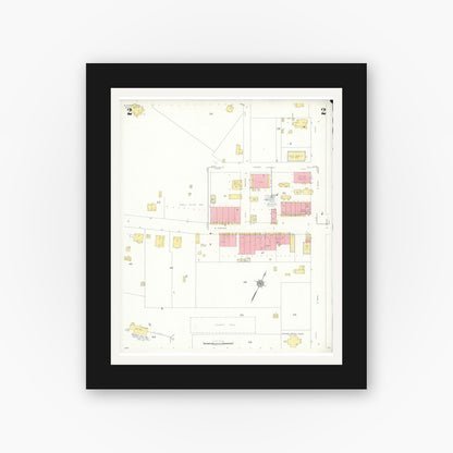 Old map wall art mockup — black gallery frame with white mat — Sanborn Fire Insurance Map from Elkhart, Anderson County, Texas (1937), Sheet #0002