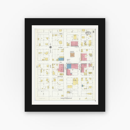 Old map wall art mockup — black gallery frame with white mat — Sanborn Fire Insurance Map from Rockwall, Rockwall County, Texas (1911), Sheet #0003