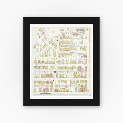 Old map wall art mockup — black gallery frame with white mat — Sanborn Fire Insurance Map from Turtle Creek Valley, Allegheny County, Pennsylvania (1911), Sheet #0003
