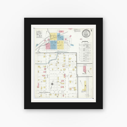 Old map wall art mockup — black gallery frame with white mat — Sanborn Fire Insurance Map from Chaska, Carver County, Minnesota (1910) - Complete Map Set