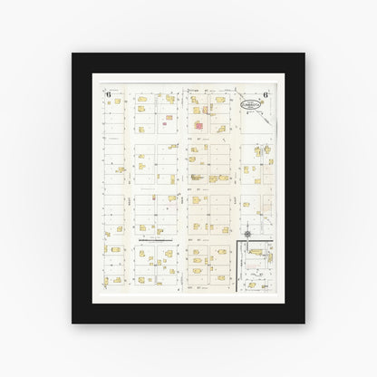 Old map wall art mockup — black gallery frame with white mat — Sanborn Fire Insurance Map from Zumbrota, Goodhue County, Minnesota (1927), Sheet #0006