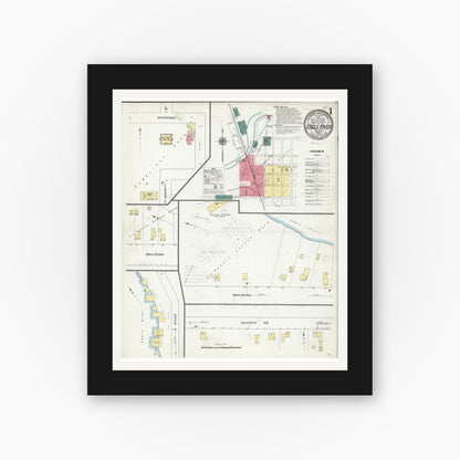Old map wall art mockup — black gallery frame with white mat — Sanborn Fire Insurance Map from Eagle River, Vilas County, Wisconsin (1909), Sheet #0001