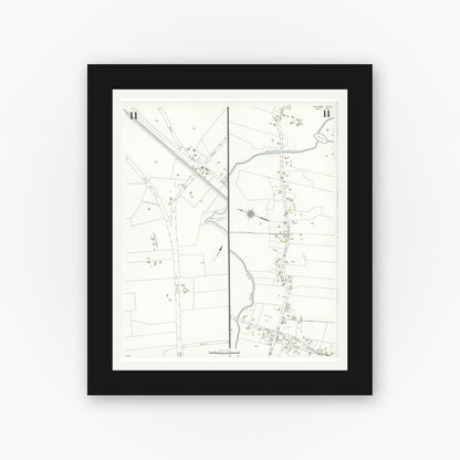 Old map wall art mockup — black gallery frame with white mat — Sanborn Fire Insurance Map from Cohasset, Norfolk County, Massachusetts (1935), Sheet #0011
