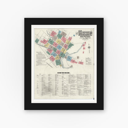 Old map wall art mockup — black gallery frame with white mat — Sanborn Fire Insurance Map from Rome, Oneida County, New York (1909), Sheet #0001