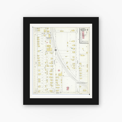 Old map wall art mockup — black gallery frame with white mat — Sanborn Fire Insurance Map from Bremen, Fairfield County, Ohio (1916), Sheet #0002