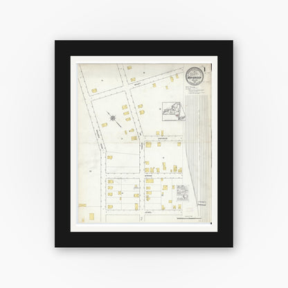 Old map wall art mockup — black gallery frame with white mat — Sanborn Fire Insurance Map from Maybrook, Orange County, New York (1915) - Complete Map Set