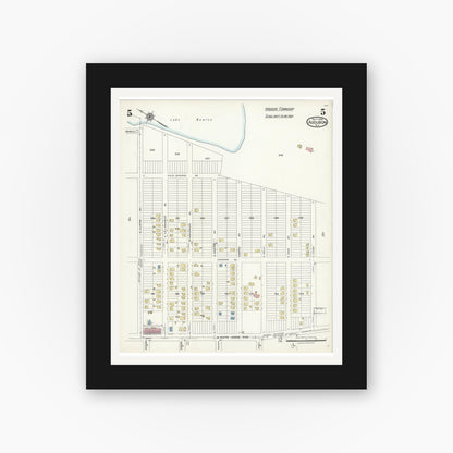 Old map wall art mockup — black gallery frame with white mat — Sanborn Fire Insurance Map from Audubon, Camden County, New Jersey (1924), Sheet #0005