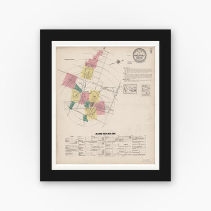 Old map wall art mockup — black gallery frame with white mat — Sanborn Fire Insurance Map from Hatboro, Montgomery County, Pennsylvania (1922), Sheet #0001
