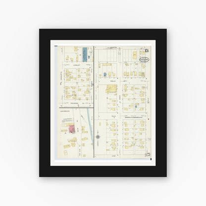 Old map wall art mockup — black gallery frame with white mat — Sanborn Fire Insurance Map from Escanaba, Delta County, Michigan (1913), Sheet #0013