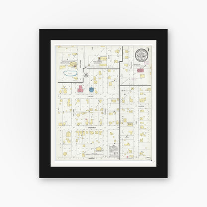 Old map wall art mockup — black gallery frame with white mat — Sanborn Fire Insurance Map from Chrisney, Spencer County, Indiana (1909) - Complete Map Set