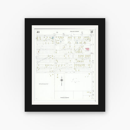 Old map wall art mockup — black gallery frame with white mat — Sanborn Fire Insurance Map from Beloit, Rock County, Wisconsin (1939), Sheet #0041