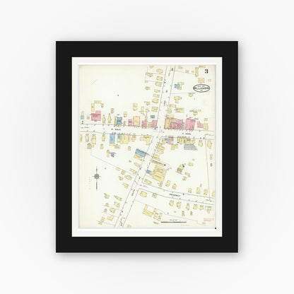 Old map wall art mockup — black gallery frame with white mat — Sanborn Fire Insurance Map from Williamson, Wayne County, New York (1914), Sheet #0003