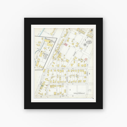 Old map wall art mockup — black gallery frame with white mat — Sanborn Fire Insurance Map from Apollo, Armstrong County, Pennsylvania (1904), Sheet #0002