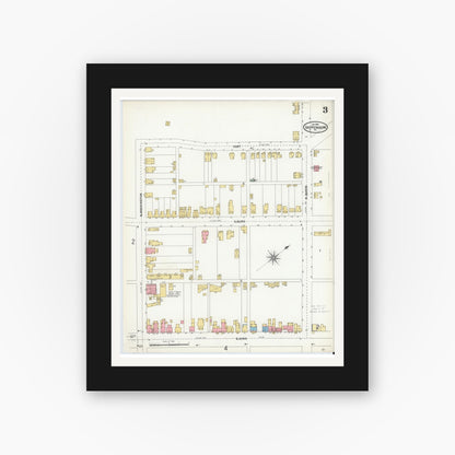 Old map wall art mockup — black gallery frame with white mat — Sanborn Fire Insurance Map from Shippensburg, Cumberland And Franklin Counties, Pennsylvania (1904), Sheet #0003