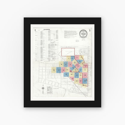 Old map wall art mockup — black gallery frame with white mat — Sanborn Fire Insurance Map from Torrance, Los Angeles County, California (1929) - Complete Map Set