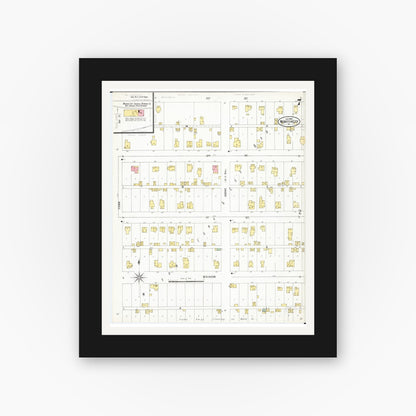 Old map wall art mockup — black gallery frame with white mat — Sanborn Fire Insurance Map from Webster City, Hamilton County, Iowa (1900), Sheet #0007