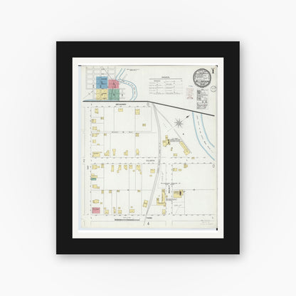 Old map wall art mockup — black gallery frame with white mat — Sanborn Fire Insurance Map from Williamsburg, Clermont County, Ohio (1900), Sheet #0001