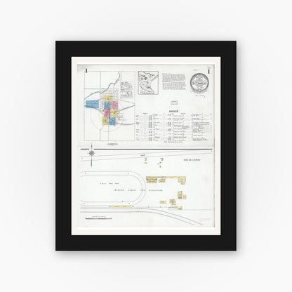 Old map wall art mockup — black gallery frame with white mat — Sanborn Fire Insurance Map from Saint Charles, Winona County, Minnesota (1927) - Complete Map Set