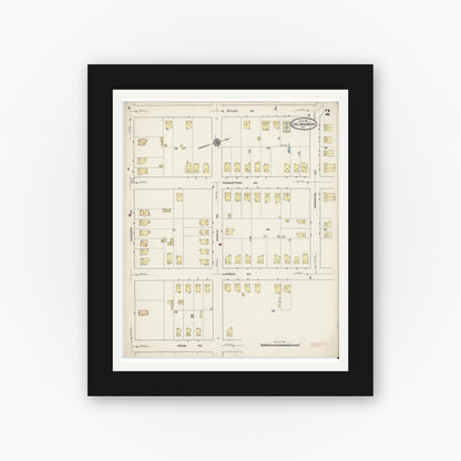 Old map wall art mockup — black gallery frame with white mat — Sanborn Fire Insurance Map from Collingswood, Camden County, New Jersey (1915), Sheet #0002