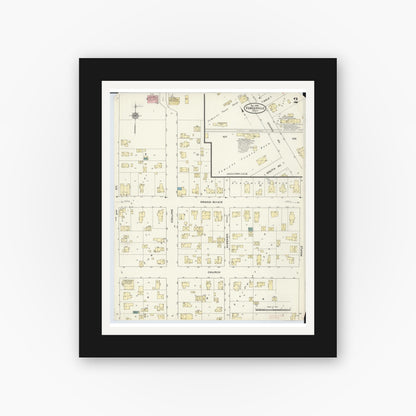 Old map wall art mockup — black gallery frame with white mat — Sanborn Fire Insurance Map from Fowlerville, Livingston County, Michigan (1909), Sheet #0002