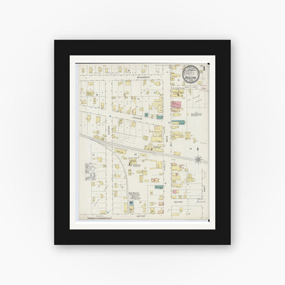 Old map wall art mockup — black gallery frame with white mat — Sanborn Fire Insurance Map from Brillion, Calumet County, Wisconsin (1894) - Complete Map Set