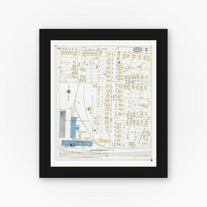 Old map wall art mockup — black gallery frame with white mat — Sanborn Fire Insurance Map from Marion, Marion County, Ohio (1919) - Complete Map Set