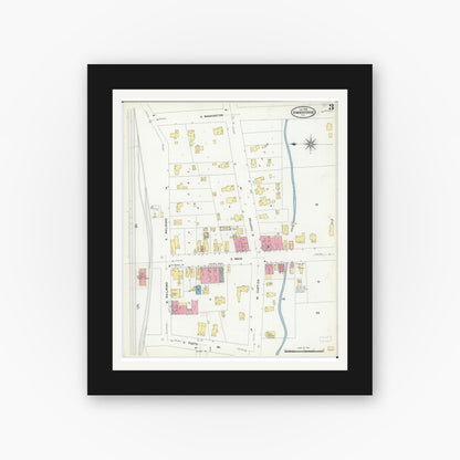 Old map wall art mockup — black gallery frame with white mat — Sanborn Fire Insurance Map from Downers Grove, Dupage County, Illinois (1909), Sheet #0003