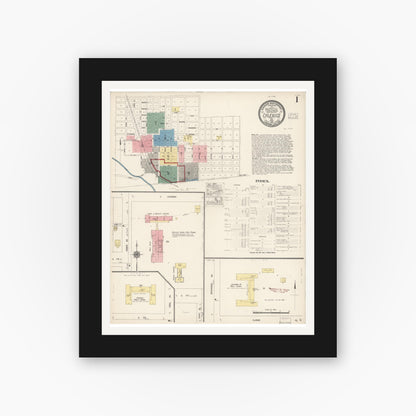 Old map wall art mockup — black gallery frame with white mat — Sanborn Fire Insurance Map from Calexico, Imperial County, California (1916) - Complete Map Set