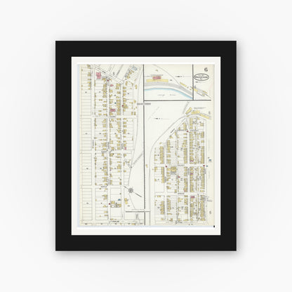 Old map wall art mockup — black gallery frame with white mat — Sanborn Fire Insurance Map from Mauch Chunk, Carbon County, Pennsylvania (1915), Sheet #0006