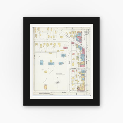 Old map wall art mockup — black gallery frame with white mat — Sanborn Fire Insurance Map from Ripon, Fond du Lac County, Wisconsin (1898), Sheet #0003
