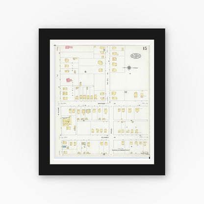 Old map wall art mockup — black gallery frame with white mat — Sanborn Fire Insurance Map from Delaware, Delaware County, Ohio (1911), Sheet #0015