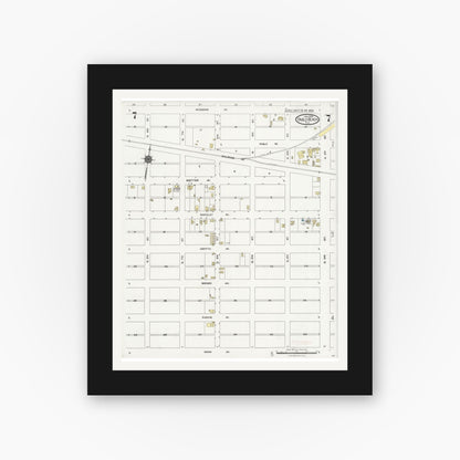 Old map wall art mockup — black gallery frame with white mat — Sanborn Fire Insurance Map from Pablo Beach, Duval County, Florida (1924), Sheet #0007
