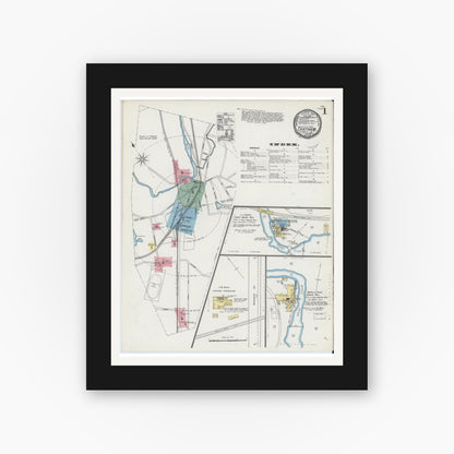 Old map wall art mockup — black gallery frame with white mat — Sanborn Fire Insurance Map from Chatham, Columbia County, New York (1892) - Complete Map Set